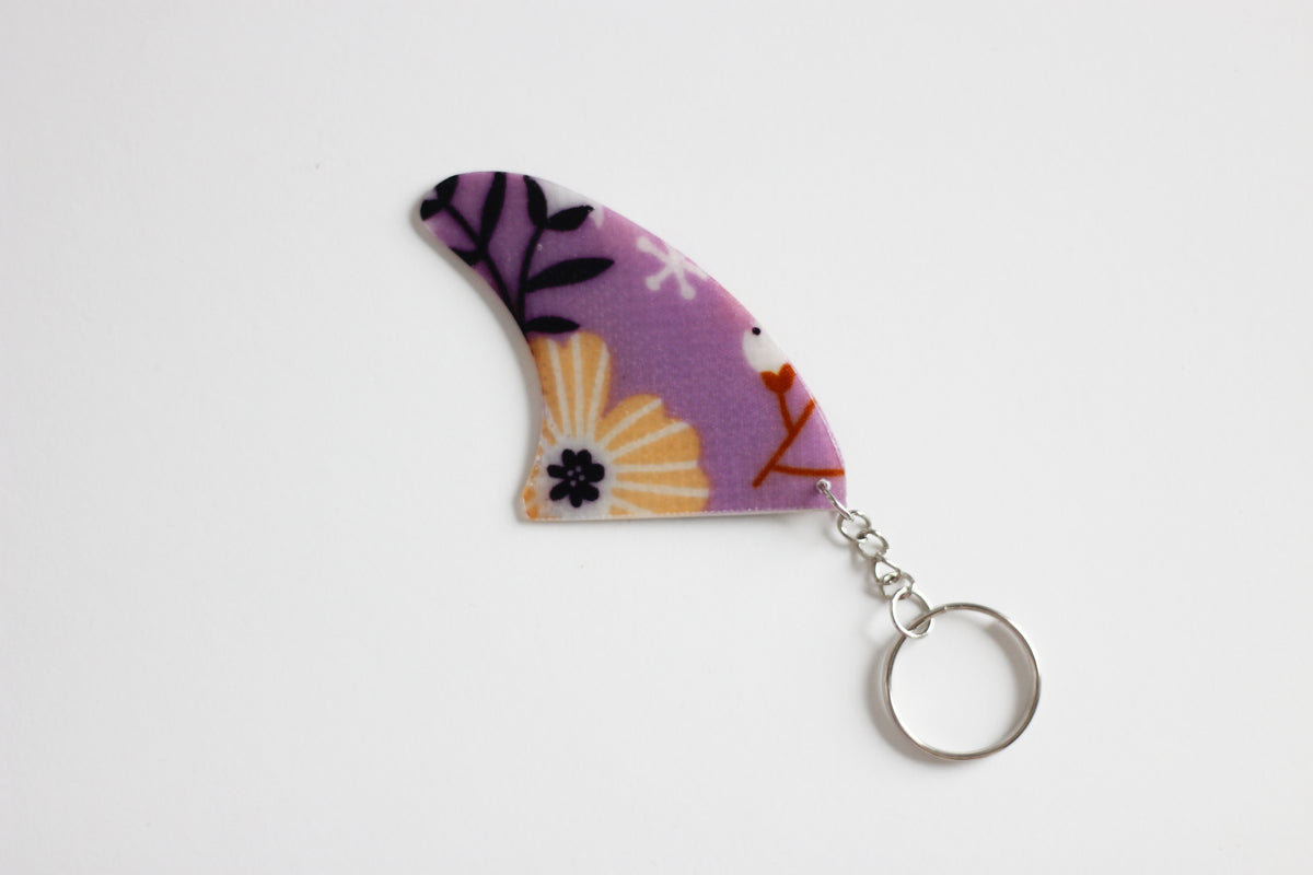 Fin shaped purple key chain