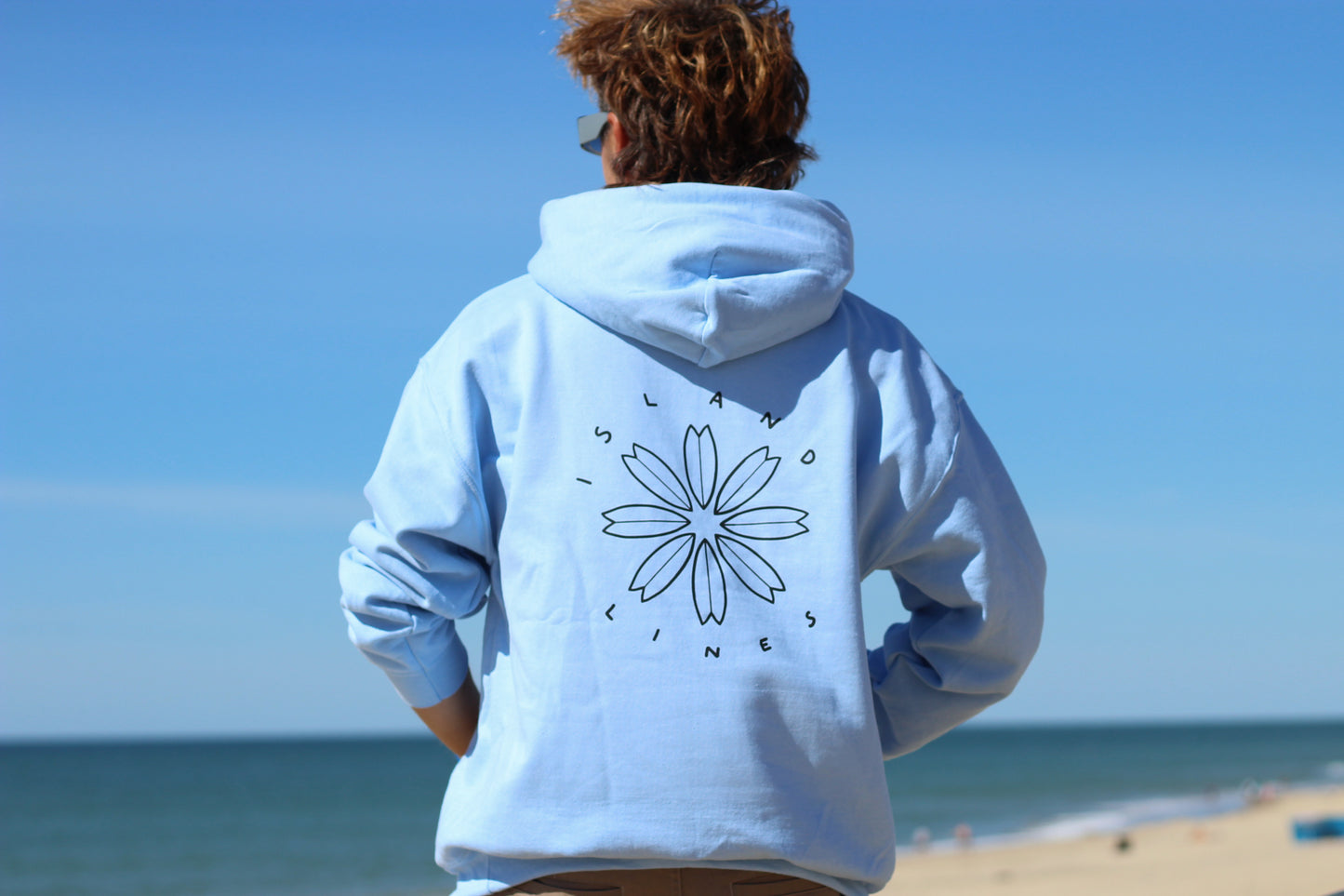 Surf flower hoodie light blue