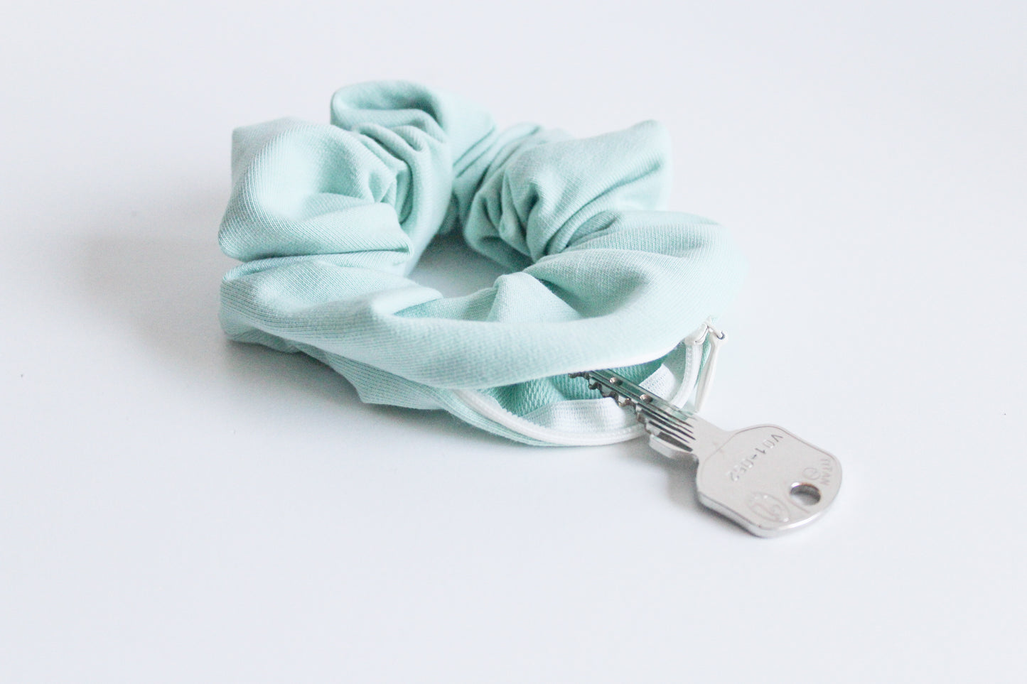 Mint scrunchie with a zipper