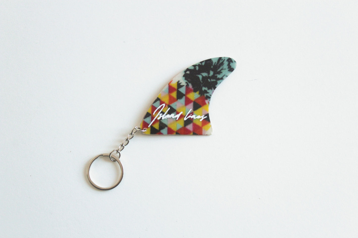 Fin shaped pineapple key chain