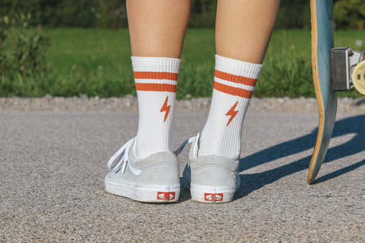 Red flash crew socks