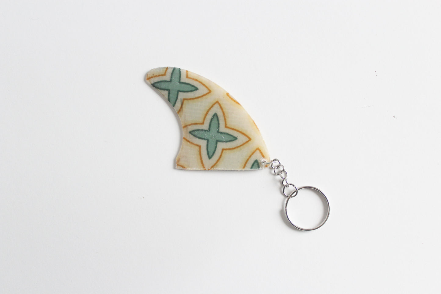 Fin shaped rustic key chain