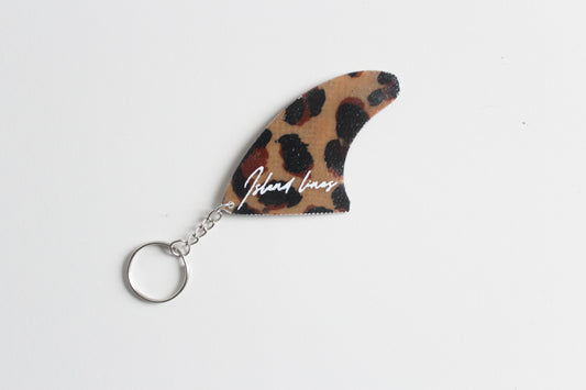 Fin shaped leopard key chain