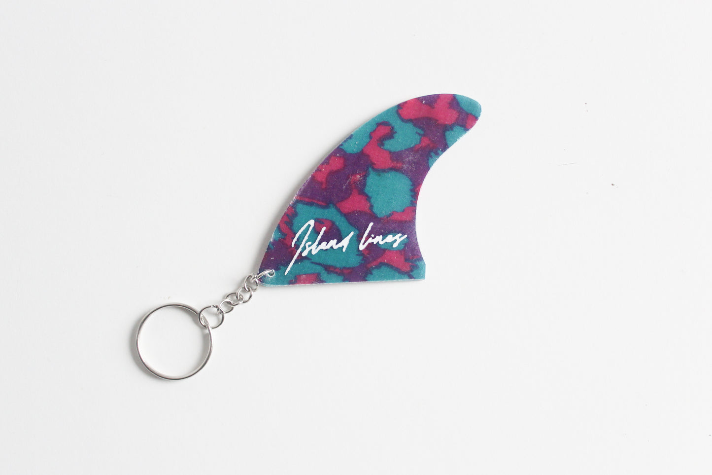 Fin shaped purple leopard key chain