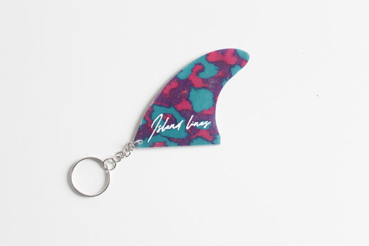 Fin shaped purple leopard key chain