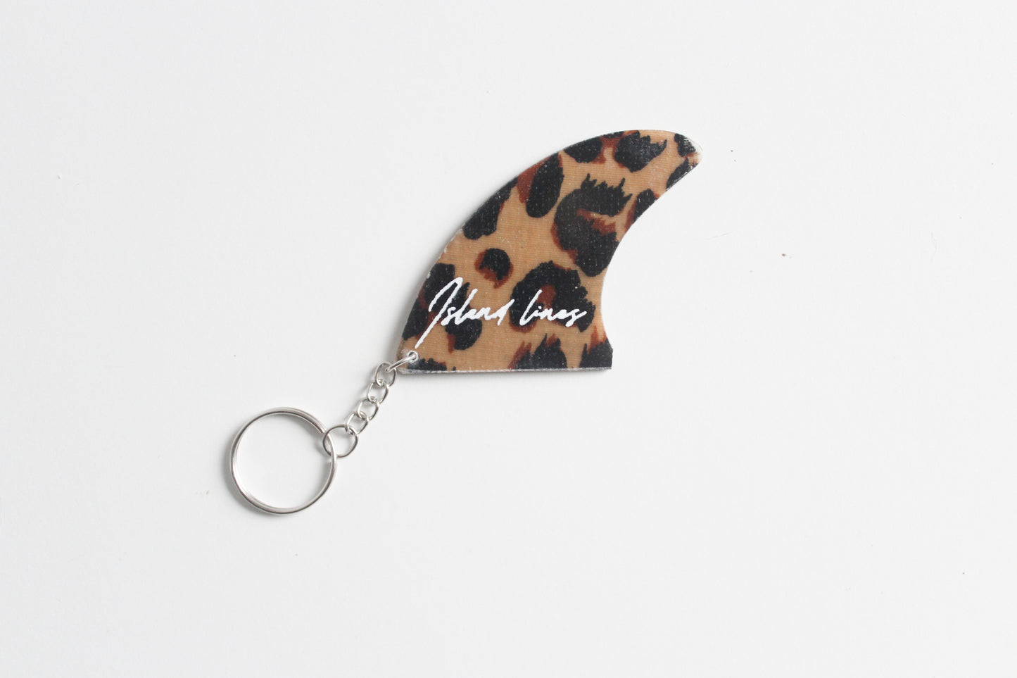 Fin shaped leopard key chain