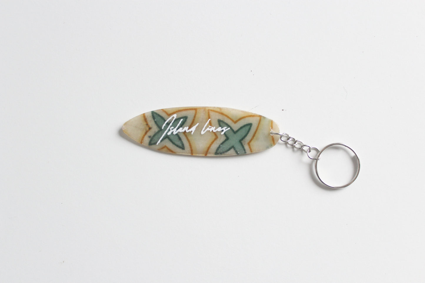 Surf shaped rustic key chain