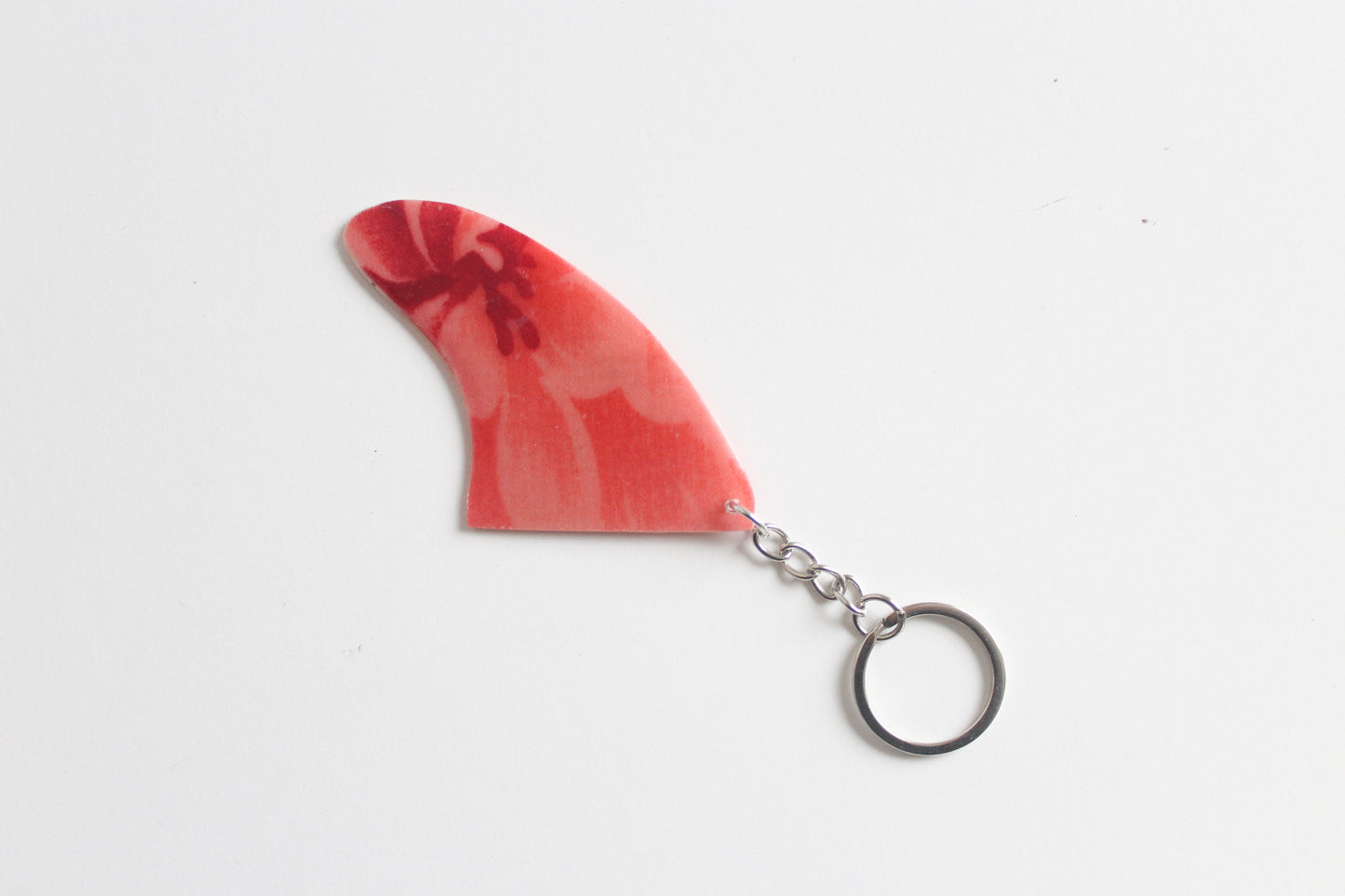 Fin shaped red key chain