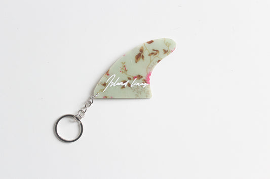 Fin shaped mini flowers key chain