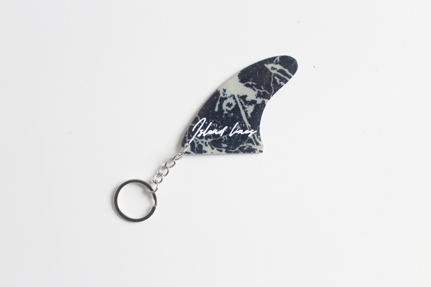 Fin shaped marble key chain