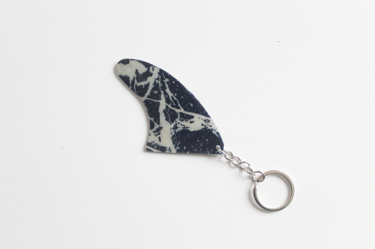 Fin shaped marble key chain