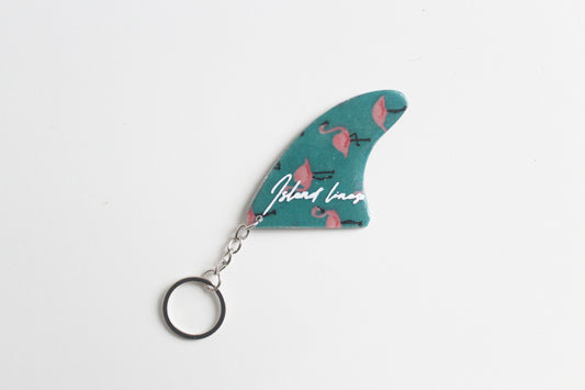 Fin shaped flamingo key chain
