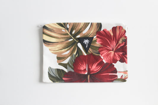 Red hibiscus mini pouch