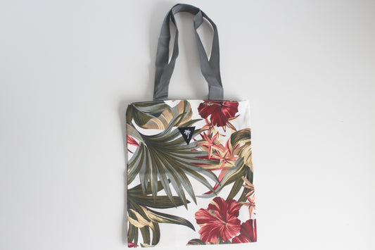 Red hibiscus tote bag