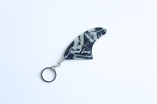 Fin shaped marble key chain