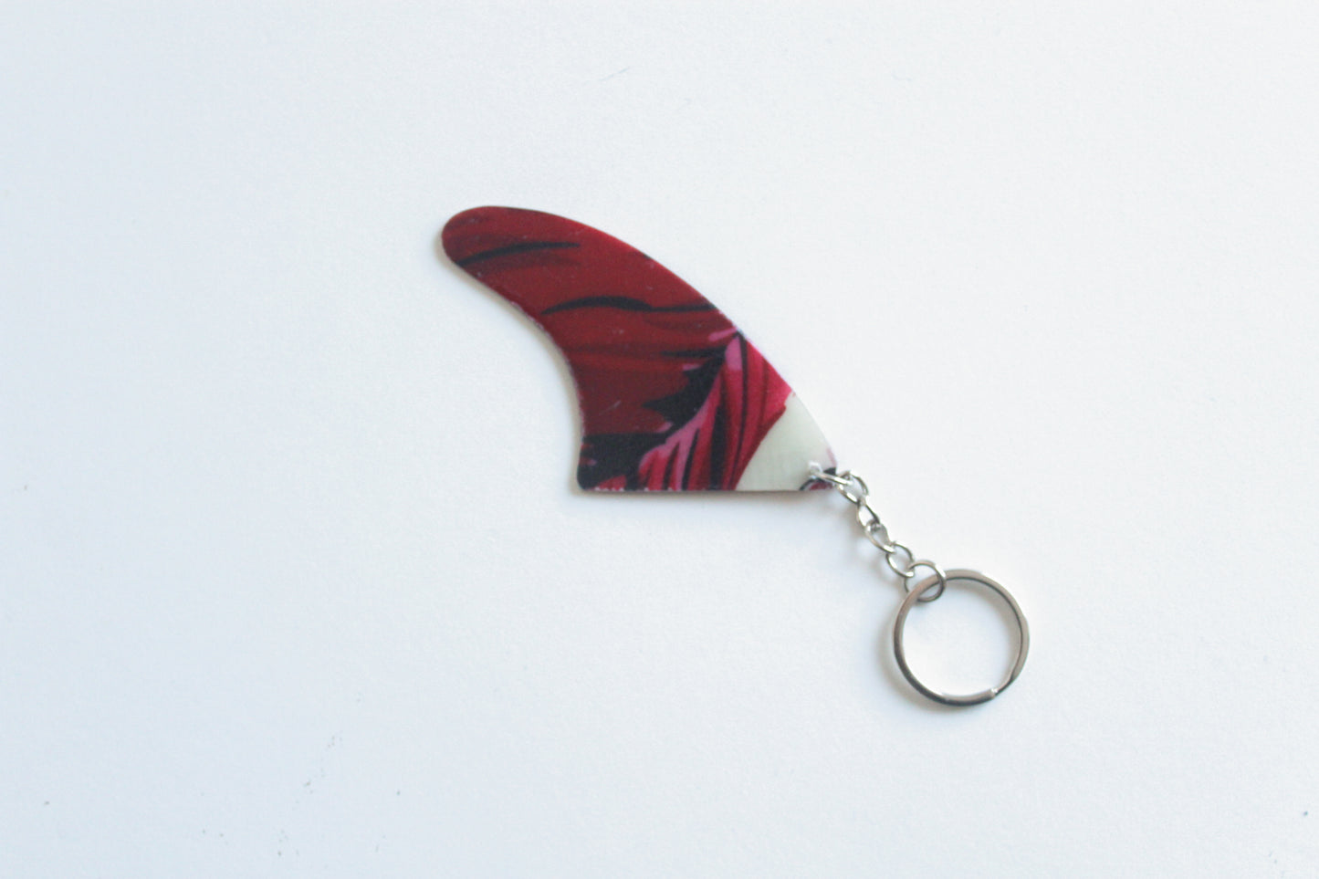 Fin shaped dark pink key chain