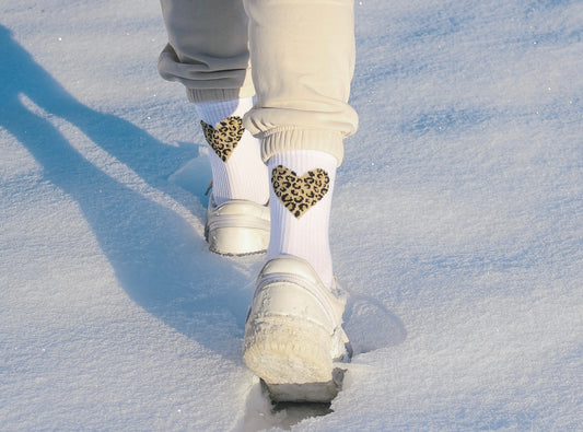 Leopard heart socks