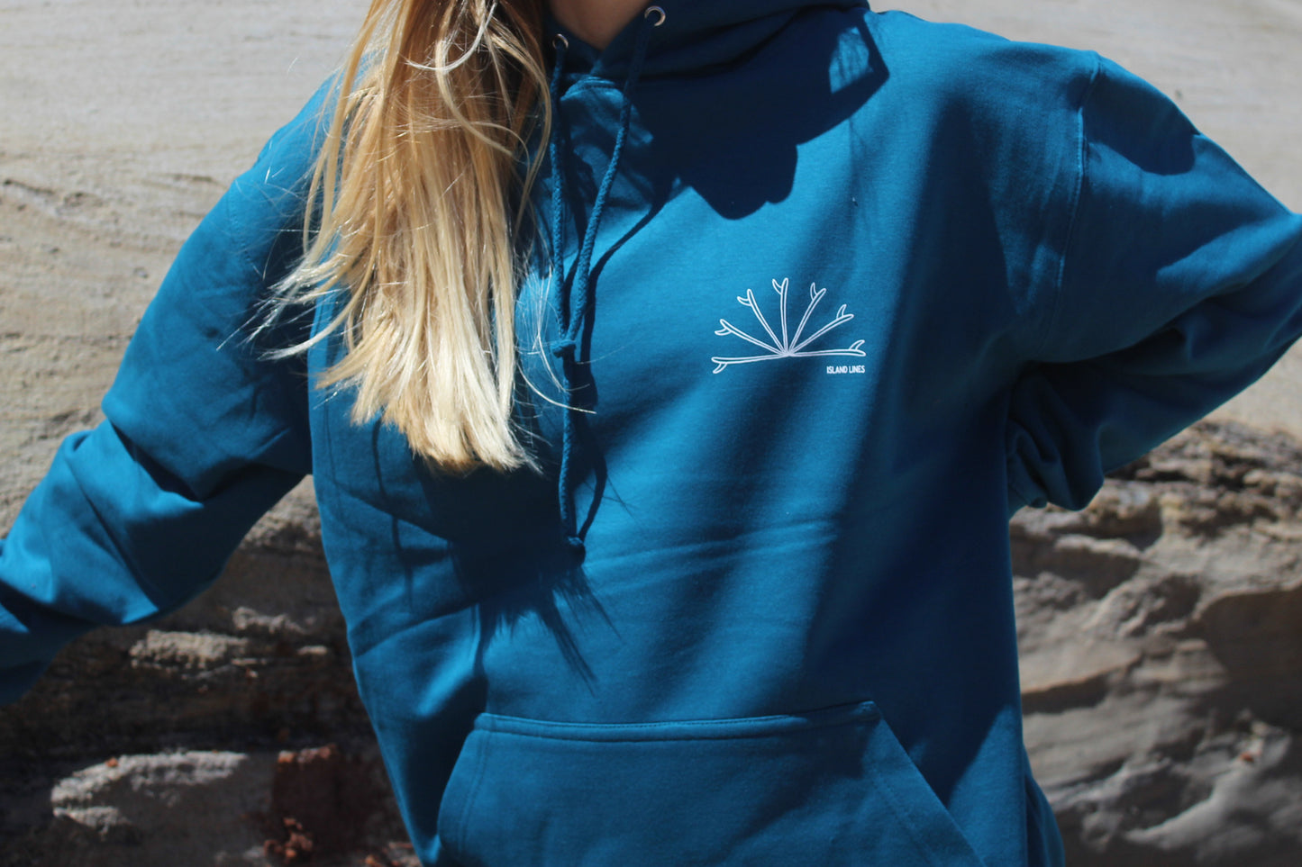 Surf sunset teal hoodie