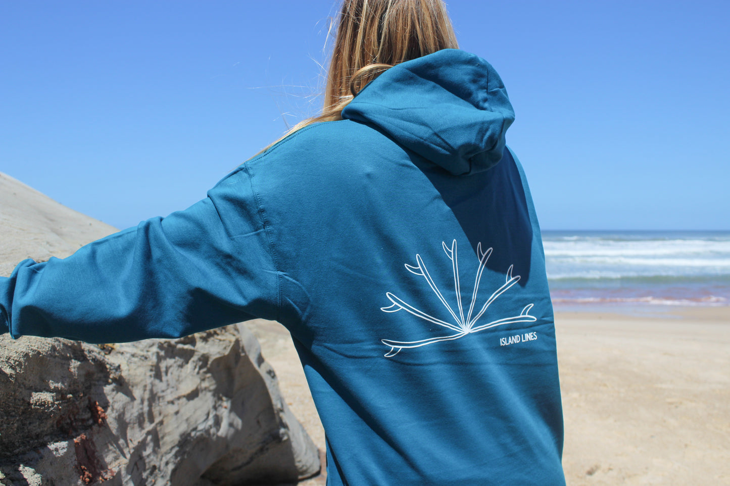 Surf sunset teal hoodie