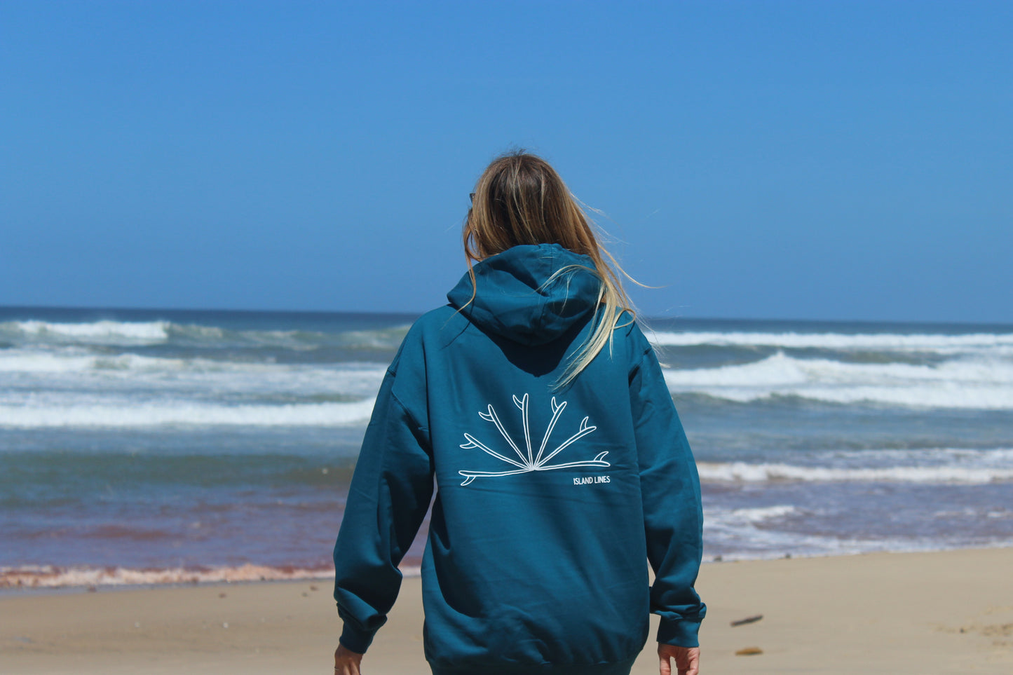 Surf sunset teal hoodie