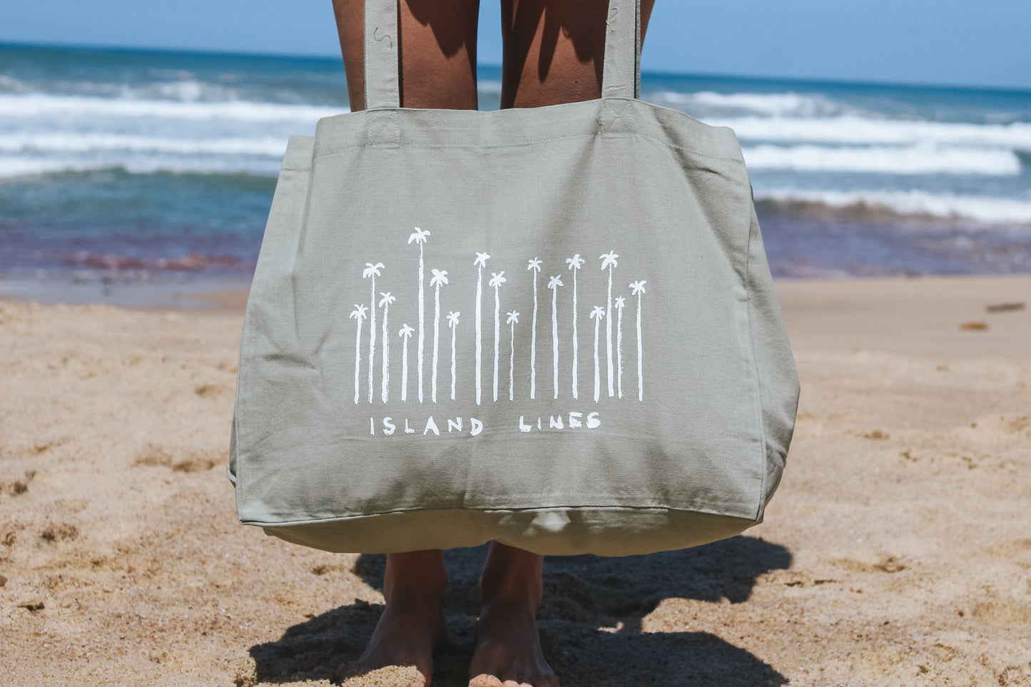 Palms tote bag green clay