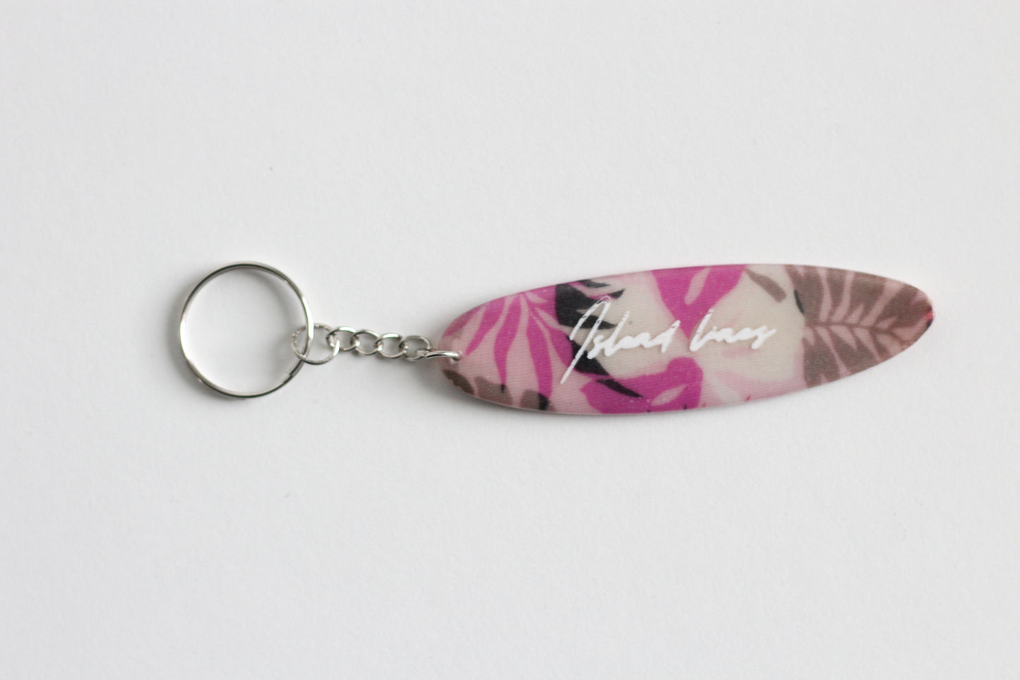 Surf shaped monstera key chain