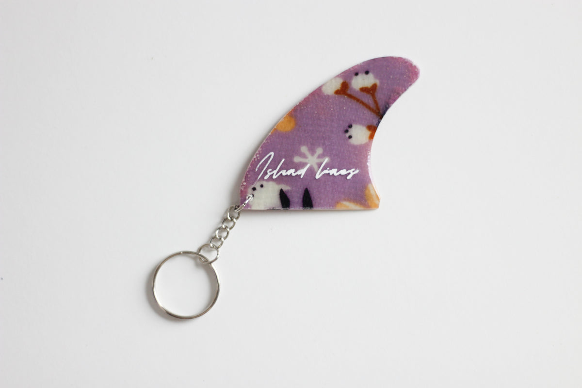 Fin shaped purple key chain