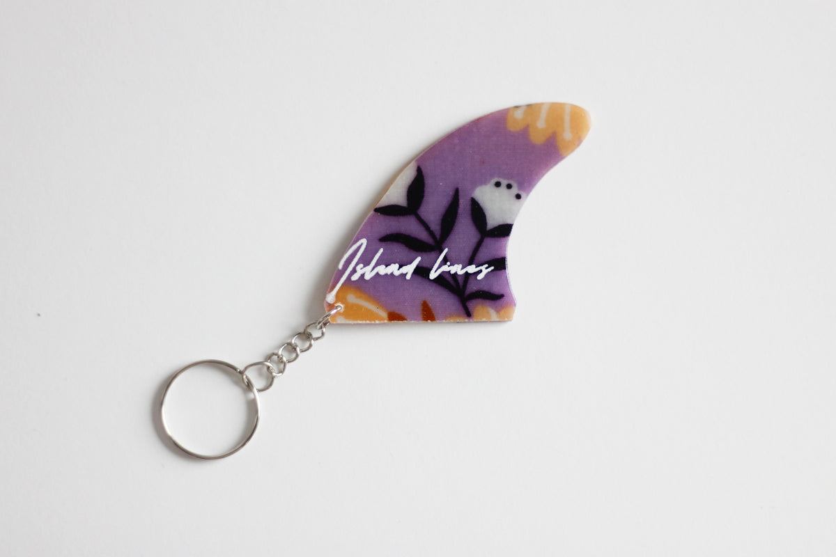 Fin shaped purple key chain