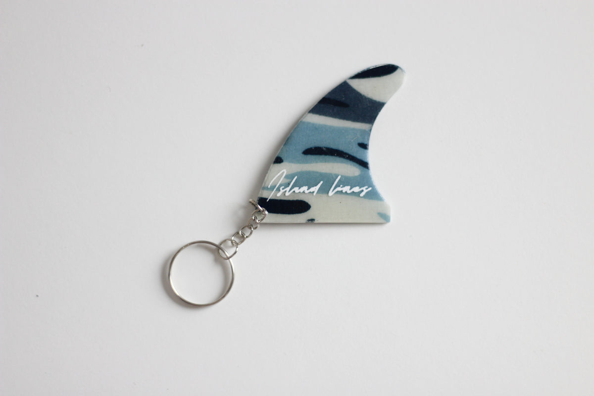Fin shaped navy key chain