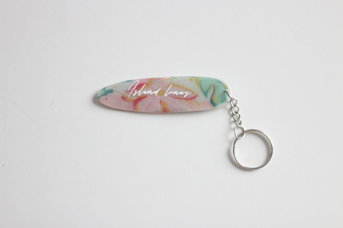 Surf shaped pastel key chain