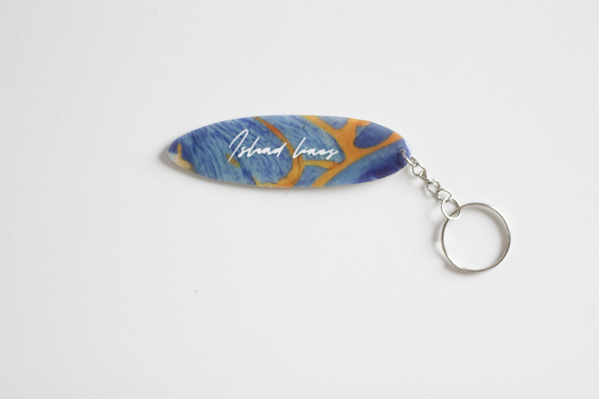 Surf shaped marble key chain