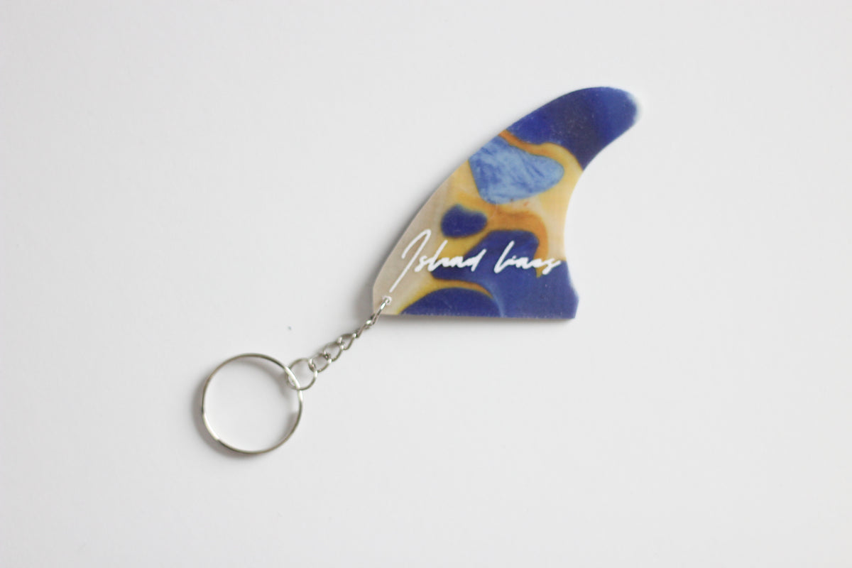 Fin shaped marble key chain