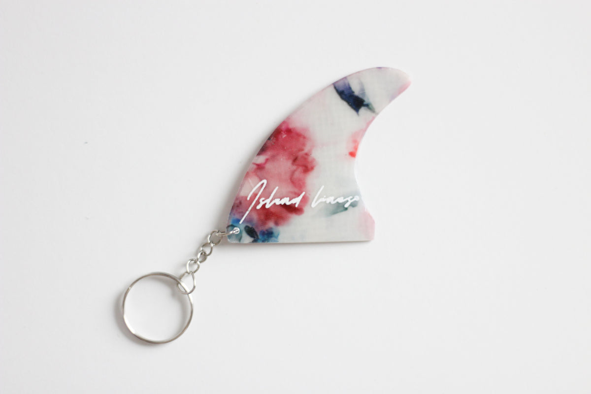 Fin shaped watercolor key chain