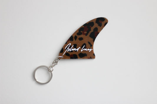 Fin shaped leopard key chain