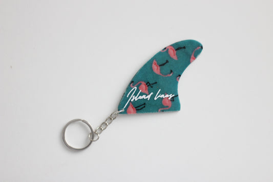 Fin shaped flamingos key chain