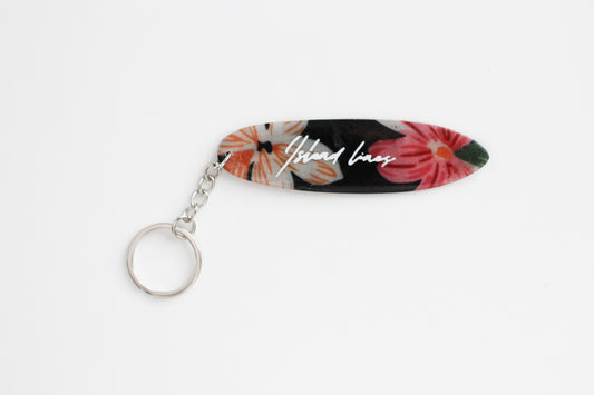 Surf shaped dark flowers key chain