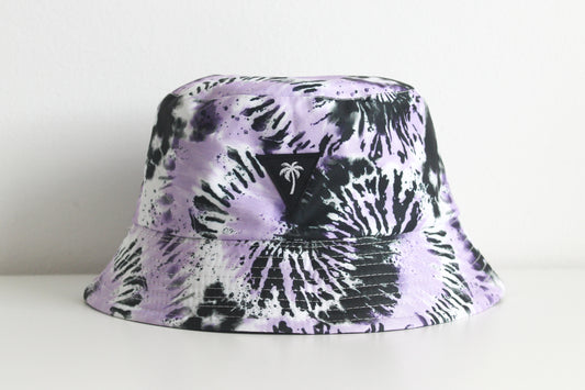 Purple tie dye reversible bucket hat